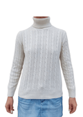 Maglia Donna a Trecce Collo Alto in Cashmere Rigenerato